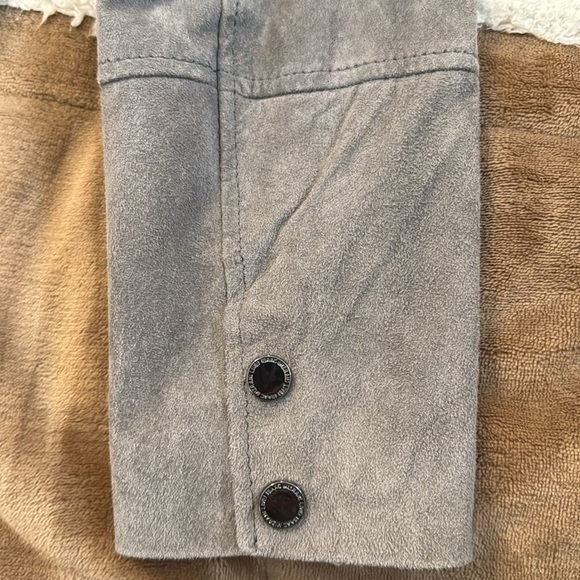 🌹NWT:ISAAC MIZRAHI LIVE LEATHER GRAY MOTO JACKET - Picture 7 of 10